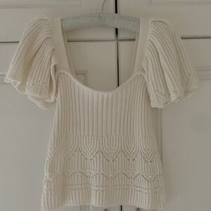 Zara Cream Scoop Neck Sweater